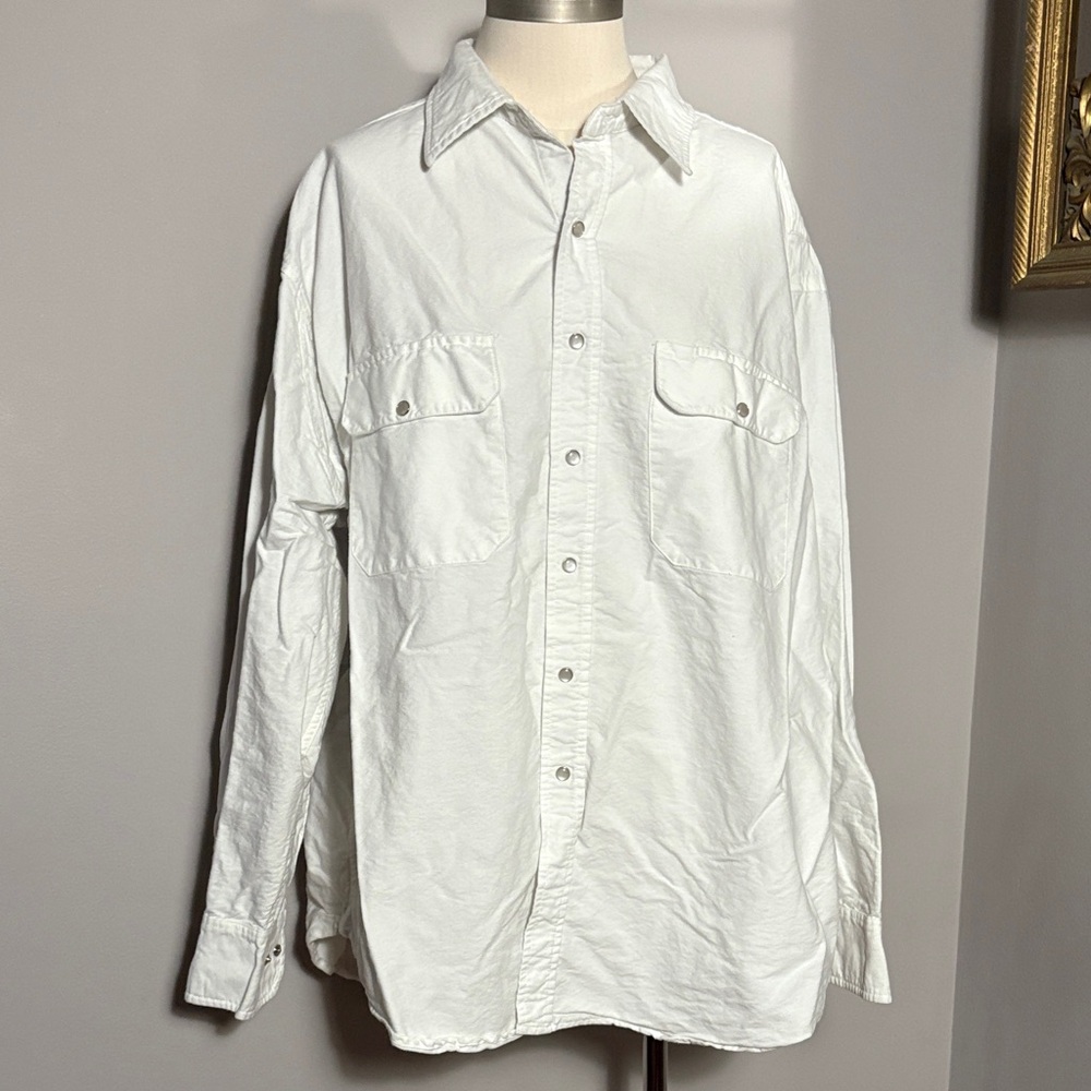 LAST CHANCE Walls 2XL Authentic Ranch Wear White Button Dress Shirt Pearl Snaps